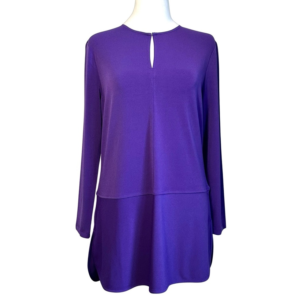 Ralph Lauren Longline Keyhole Open Long Sleeve Purple Tunic Shirt Top Sz Medium